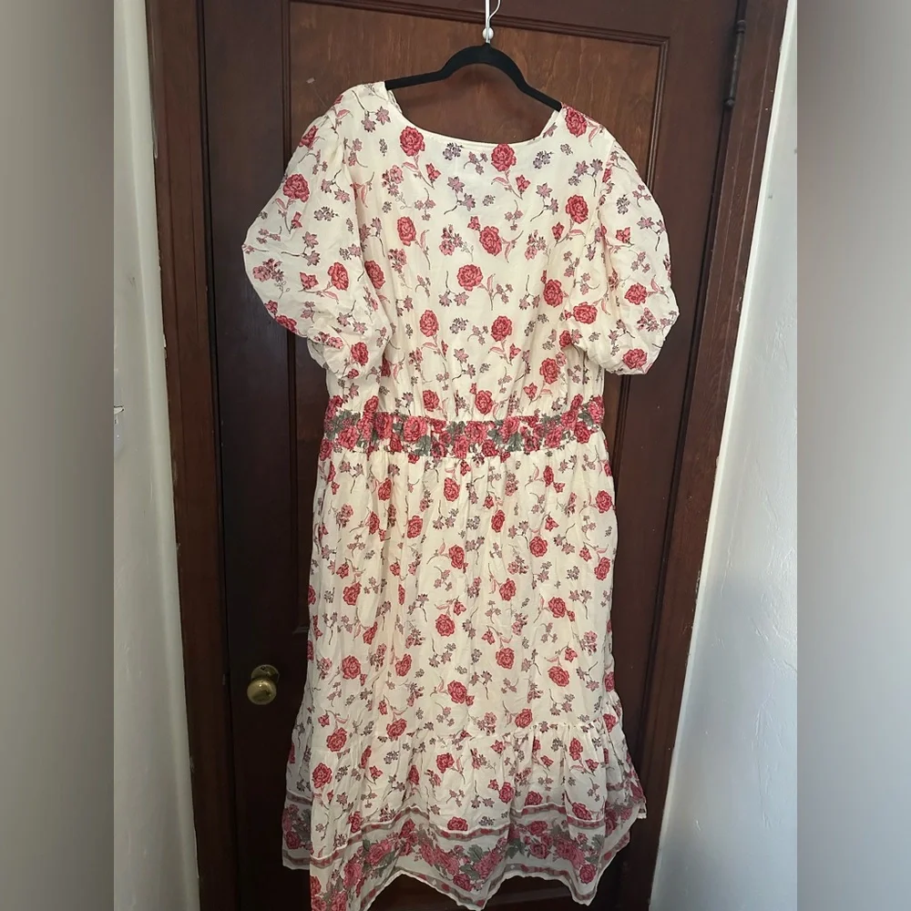 Floral V-Neck Maxi Dress in Pink Cream - Picture 3 of 4